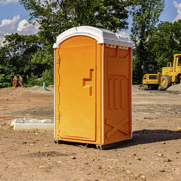 how often are the porta potties cleaned and serviced during a rental period in Harmon